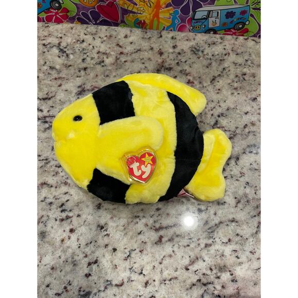 Ty Beanie Buddy Bubbles The Yellow & Black Fish (Retired) - Picture 2 of 3